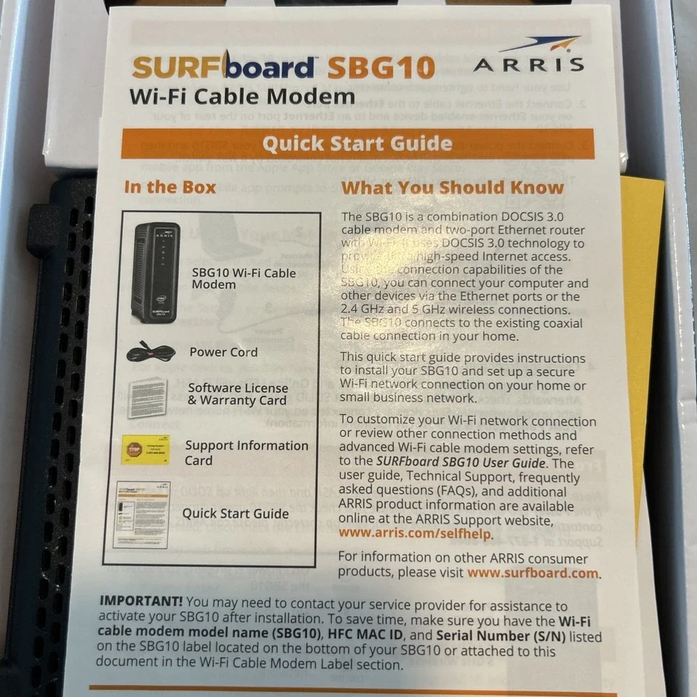 ARRIS Surfboard Docsis 3.0 Cable Modem And AC1600 Dual Band Wi-Fi Router - Picture 8 of 8